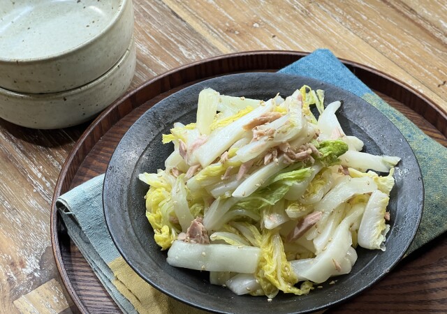 「これなら1個余裕で食べきれる！」レンチンして和えるだけ！白菜のツナポン酢サラダ