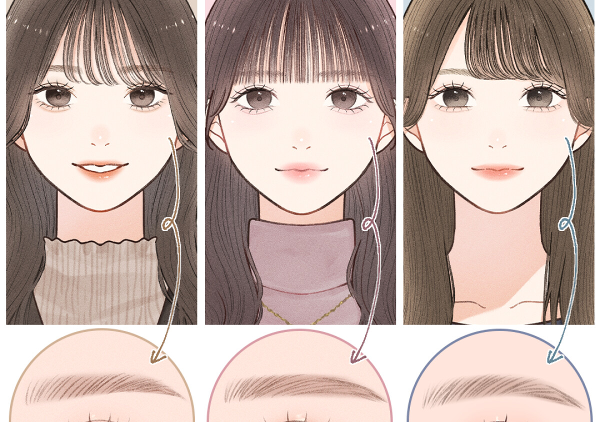 上がり目・下がり目・並行目「目の角度別・似合う眉の描き方」3選