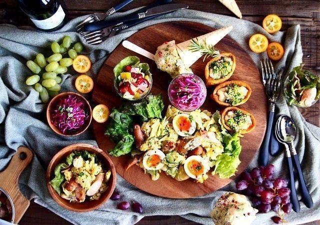 レインボーポテトサラダのレシピ